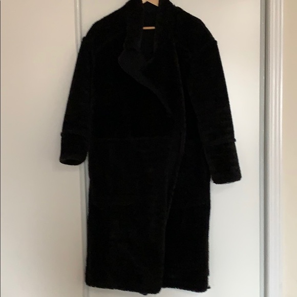 Pre Owned Zara Black Coat 2 side Suede & Furry XS - Picture 4 of 7